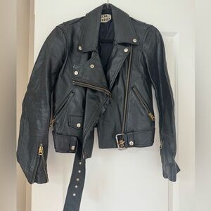 ACNE Studios Black Leather Biker Jacket FR34 XS